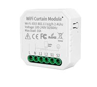 Nihcora 1 Piece Tuya WiFi Smart Curtain Module Switch APP Remote Control White Plastic 100-240VAC for Home Voice Control
