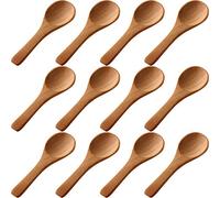 Nihcora 50 Pieces Small Wooden Spoons Mini Nature Spoons Wood Honey Teaspoon Cooking Condiments Spoons for Kitchen (Light Brown)