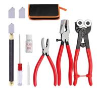 Nihcora Glass Cutting Tool Set Kit, Wheeled Glass Tile Nippers Glass Running Pliers Breaking Pliers Oil Feed Glass Cutter Set