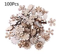 NIHENHAO 100 Pcs Flower Leaves s Craft Wood Cutout Christmas Party Decoration s Wood Embellishments Gift Wood
