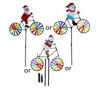 NIHENHAO 3D Large Snowman Santa On Bike Windmill Spinner Yard Garden