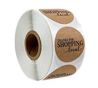 NIHENHAO 500pcs Kraft Paper Thanks for Shopping Local Stickers Round Seal Label Scrapbook Kraft Paper Sticker
