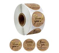NIHENHAO 500pcs/roll Thank You for Supporting Small Business Kraft Stickers Gold Foil
