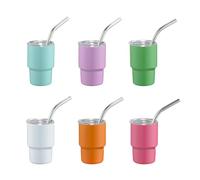NIHENHAO 6/10pcs Drinking Cups Stainless Steel Car Cup with Straw & Lid Coffee Cup Double Wall Insulated Travel Mug