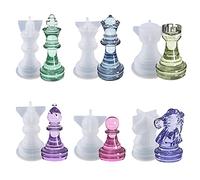 NIHENHAO 6 Pcs 3D Chess Epoxy Resin Mold Handmade Chess Pieces Mold UV Crystal Epoxy Mold Home Decorations Resin Casting Mold Silicone