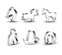 NIHENHAO 6 Pieces Stainless Steel Biscuits Cutters Cartoon Horse Cowboy Cake Mold Baking Utensils Cookie Cutting Moulds Stainless Steel
