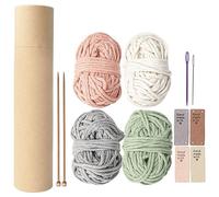NIHENHAO Coaster Knitting Kits with Needle Cotton Rope Knitting Yarn for Beginners Knitting Supplies Set Cotton, Wood