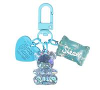 NIHENHAO Colorful Heart Candy Keychain Ornament Stylish Keyring Accessory Unique Bag Decorations for Fashion forward Individuals-Blue