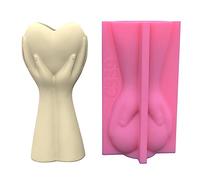 NIHENHAO Heart Holding in Hand Succulent Flower Mould Gypsum Concrete Crystal Epoxy Resin Mold Flower Vase Silicone Mold