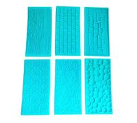 NIHENHAO Silicone Mold 6pcs/Set Flower Tree Bark Brick Wall Stone Texture for Mat for Handmade Jelly Cupcake Cookie Su Plastic
