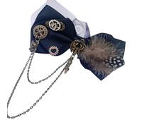 NIHENHAO Steampunk Gears Bowtie Retro Men Women Gothic Tie Necktie with Metal Chain Punk Bowknot for Halloween Cosplay Party-Black
