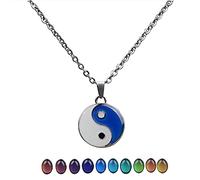 NIHENHAO Yin Yang Gossip Colour Changing Mood Necklace Choker Jewelry Temperature Sensitive Color Change Pendant Necklace for Men Alloy