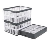 Nihenok 3-Pack 32 L Plastic Collapsible Storage Crates, Stackable Foldable Storage Crate Boxes