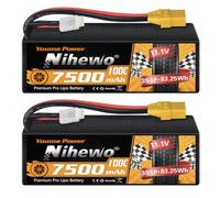 Nihewo 3S Battery 11.1V 7500mAh 100C Hardcase XT90 for RC Vehicles Boat 2pc