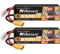 Nihewo 4S Lipo Battery 14.8V 6500mAh 90C HardCase XT90 for RC Vehicles 2pcs