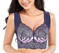Nihexo Air Ultimate Lift Stretch Full-Figure Seamless Lace Cut-Out Bra, Exercise Ultimate Lift Sports Bra, Soft Seamless Sleep Bra (Blue, 38/85CDE)