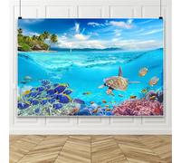 Nihilar 7x5ft Under The Sea Backdrop Tropical Fish Turtle Coral Underwater World Photography Background for Kids Mermaid Birthday Baby Shower Beach Parties Summer Vacations Studio Props Aquarium Decor