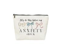 Nihilform Humor Anxiety - Themed Makeup Bag - ‘Let’s Do This Before My Anxiety Kicks In’ Funny Design, Gift for Mental Health Advocates, Self - Care & Relatable Humo 10×7 Inch