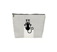 Nihilform Whimsical Black Cat Striped Makeup Bag - Playful Feline Design, Gift for Cat Lovers, Goth Aesthetic & Quirky Accessories Halloween Christmas Birthday New Semester Gifts 10×7 Inch