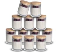 NiHome 12-Pack Glass Candle Jars with Bamboo Lids for Tealight Candles, Spices, Sugar, Cosmetics & More, Embossed Patterns for Candle Making and Storage, Heat-Resistant Glass with Airtight Bamboo Lids
