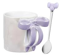 NiHome 12OZ Bow Handle Ceramic Coffee Mug for Home, Office, Travel, Electroplated Finish with Shimmering Starry Glow, High-Temperature Fired for Durability(Purple)