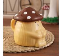 NiHome 16oz Large Ceramic Mushroom Coffee Mug for Home, Office, Kitchen, Cute Fun-Shaped Coffee Tea Mug, Gifts for Friend Woman Durable and Easy to Clean, Novelty Drinkware for Desk, Brown