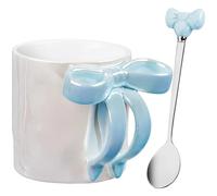NiHome 340ML/12OZ Bow Handle Ceramic Coffee Mug for Home, Office, Travel, Electroplated Finish with Shimmering Starry Glow, High-Temperature Fired for Durability, Microwave,Dishwasher Safe (Blue)
