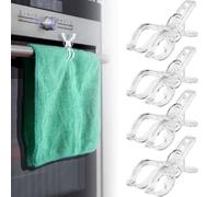 NiHome 4-Pack Clear Spring-Loaded Kitchen Towel Clips, Anti-Slip Design for Secure Holding, Transparent and Durable, Fits Most Towel Racks, Easy to Use in Kitchens, Bathrooms & More