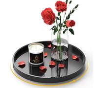 NiHome 9 Inch Acrylic Vanity Organizer Tray Turntable for Condiments Cosmetics, Multipurpose Non-Slip Decorative Tray Organizer for Kitchen Bathroom Living Space, Modern Minimalist Design (Black)