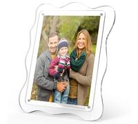 NiHome Acrylic Magnetic Picture Frame for 5x7 Photos, Wavy Edge Design Floating Display, Strong Magnetic Closure for Easy Photo Swapping, Horizontal and Vertical Display Options (Clear, 1PC)
