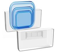 NiHome Acrylic Wall Mount Organizer 2-Pack, Slim Multi-Use Over Cabinet Storage Bins No-Drill Installation, Versatile Use for Kitchen, Bathroom, Office Perfect for Small Accessories (Clear)