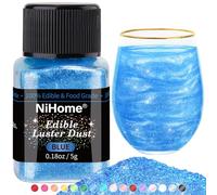 NiHome Blue Metallic Edible Lustre Dust for Cakes and Drinks, 5 g | Shimmering Food Decoration Powder for Cakes, Desserts and Beverages, Ideal for Baking, Parties and Special Occasions