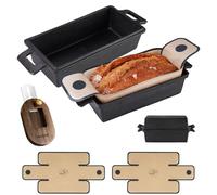 NiHome Cast Iron Bread Pan Set with Lid, 2 Loaf Pans, 25 x 13 cm