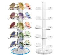 NiHome Clear Acrylic Rotating Eyeglass Display Stand for 10 Pairs, 360° Spin Organizer for Sunglasses & Glasses, Weighted Non-Slip Base Vertical Space-Saving Holder for Desk, Vanity, Closet, Dresser