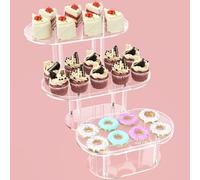 NiHome Clear Dessert Display Stands 3-Pack, Acrylic Cupcake Stands for Parties, Weddings, Birthdays, Easy to Clean and Assemble, 3 Sizes Versatile for Cakes, Candies