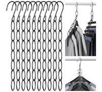 NiHome Clothing Chain Hanger 10-Pack, Metal Closet Organizer Space Saving Hangers with 7 Holes, College Dorm Room Essentials, Closet Organizers and Storage for Home, Office & Travel, Wrinkle-Reducing
