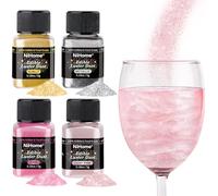 NiHome Edible Luster Dust Glitter Powder Fancy Metallic Sprinkles, Glimmer Luster Dust 4 Bottles of 0.18oz/5g for Decorating Drinks Cakes in Bakeries, Allergen-Free Food Coloring (4 Colors 20g)
