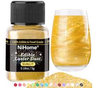 NiHome Gold Metallic Edible Lustre Dust for Cakes and Drinks, 5 g | Shimmering Food Decoration Powder for Cakes, Desserts and Beverages, Ideal for Baking, Parties and Special Occasions