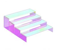 NiHome Iridescent Clear Acrylic Rectangular Risers Set of 4 - Perfect for Displaying Collectibles, Cupcakes, Desserts, Plants and More at Retail, Celebrations, Weddings and Colorful Decorations