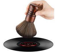 NiHome Large Vinyl Record Cleaning Brush, Anti-Static Soft LP Record Cleaner, Ultra-Fine Fiber Bristles Vinyl Dust Remover Brush, Safe for Vinyl LP CD Album, Beech Wood Handle Retro Design (Red/Black)