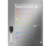NiHome Magnetic Weekly Planner for Fridge, Acrylic Meal Planner Whiteboard
