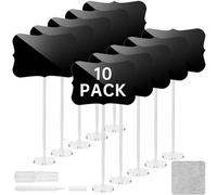NiHome Mini Acrylic Chalkboard Signs 10PCS Kit, Modern Minimalist Eco-Friendly Reusable Boards for Events, Food Labeling & More, Black Acrylic, Clear/Transparent