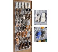 NiHome Over the Door Shoe Organizer with 40 Clear Pockets, Hanging Closet Storage Rack for 20+ Pairs of Shoes, Waterproof PVC Space-Saving Headphone & Cell Phone Holder for Classroom Dorm, Laundry