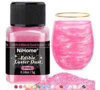 NiHome Pink Edible Glitter Powder for Cakes and Drinks, 5 g | Metallic Shimmer for Decorating Cakes, Desserts and Beverages, Ideal for Home Baking and Special Occasions