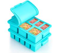 NiHome Silicone Freezer Tray with Lid - 8 Compartment 125ml & 50ml Portions, Steel Reinforced Frame, Easy Release, Food Storage for Soups, Sauces, Meal Prep (2 PCS)