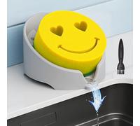 NiHome Silicone Sponge Holder for Kitchen and Bathroom, Elevated Design Automatic Water Flow Organizer, Holds Multiple Sponges and Cleaning Tools, Food-Grade Durable Silicone, Dishwasher Safe (Gray)