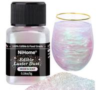 NiHome Vegan Edible Luster Dust Food Grade Metallic Glimmer Powder Decorative Sprinkle for Wine Beverage Cake Candy Dessert and Bakery 0.18oz 5g Iridescent