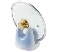 Nihow Pot Lid Holder: Stable Ceramic Pan Lid Holder for Kitchen Counter Decor/Counter top/Stove Top- Heat Resistant & Dishwasher Safe - Elegant White & Blue (1 PC)