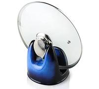 Nihow Pot Lid Stand: Stable Pan Cover Lid Stand for Kitchen Countertop - Heat Resistant Pot Lid Holder - Ceramic Holders Spone/Cutting Board/Cookbook/Tablet/Utensils - Elegant Blue