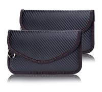 NIhtian 2 Pack Faraday Bag for Key Fob, Car Key Pouchches Leather Keyless Entry Case Car Key Safe Protector RFID Anti-Theft Signal Blocking Cages Key Blocker Bags